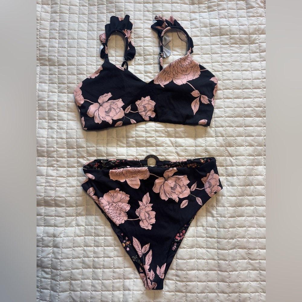 Reversible Maaji Black and Pink Floral Bikini